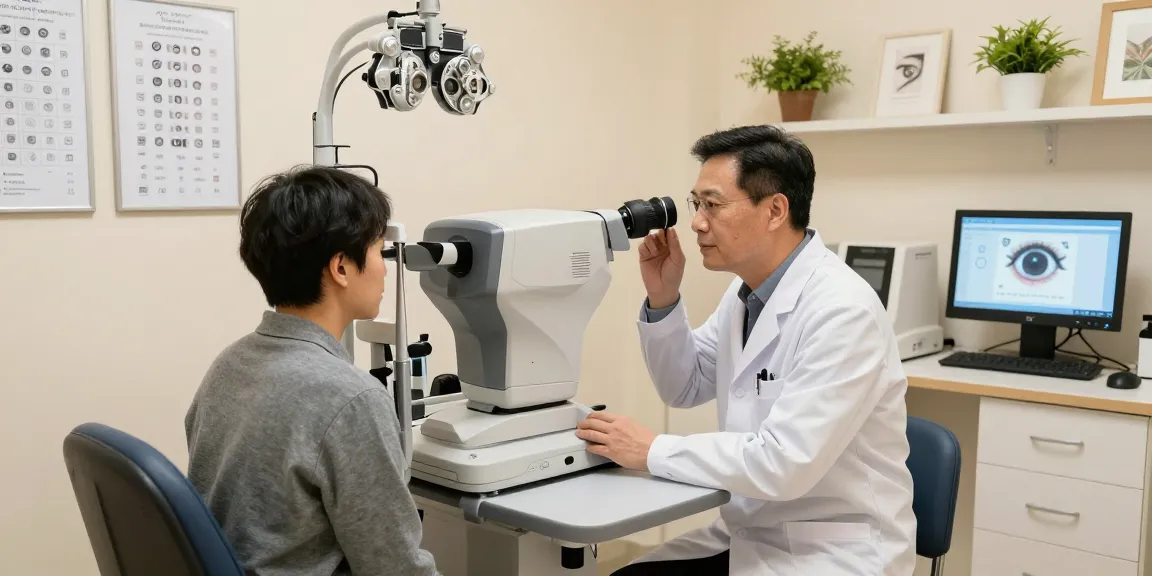Dr. Tong Man Kit demonstrating advanced eye care techniques in a modern optometry clinic.