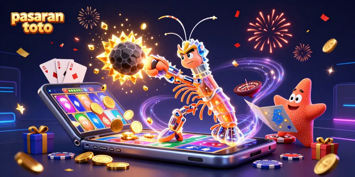 Engage in pasaran toto with a dynamic galactic samurai amidst gaming elements and vibrant details.