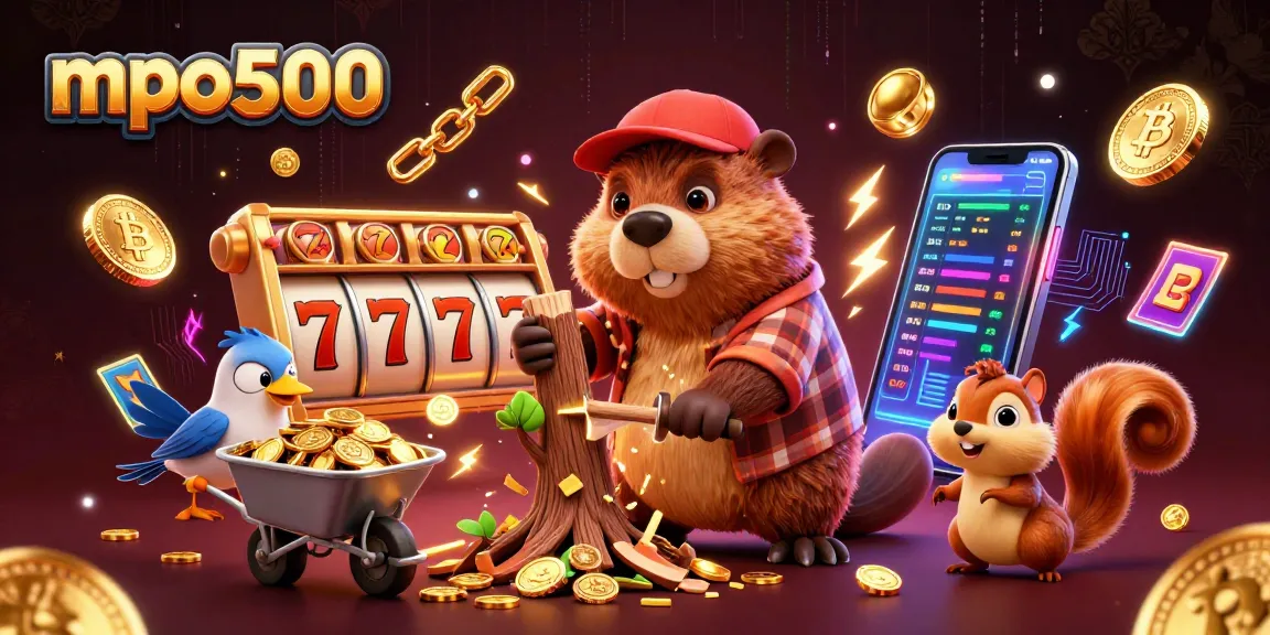 Engage with mpo500 through an exciting online casino experience, featuring cartoon characters in a lively casino atmosphere.