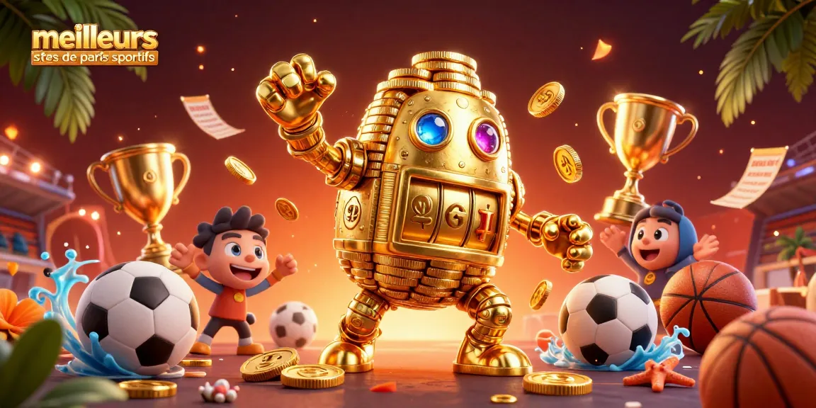 Dites bonjour aux meilleurs sites de paris sportifs avec des ballons de sport et des trophées brillants, renforçant l'excitation des paris.