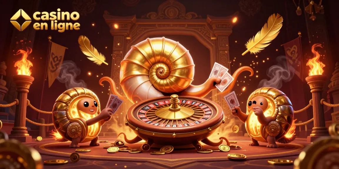 Jouez au casino en ligne avec cette illustration 3D de personnages de casino animés et éléments scintillants.