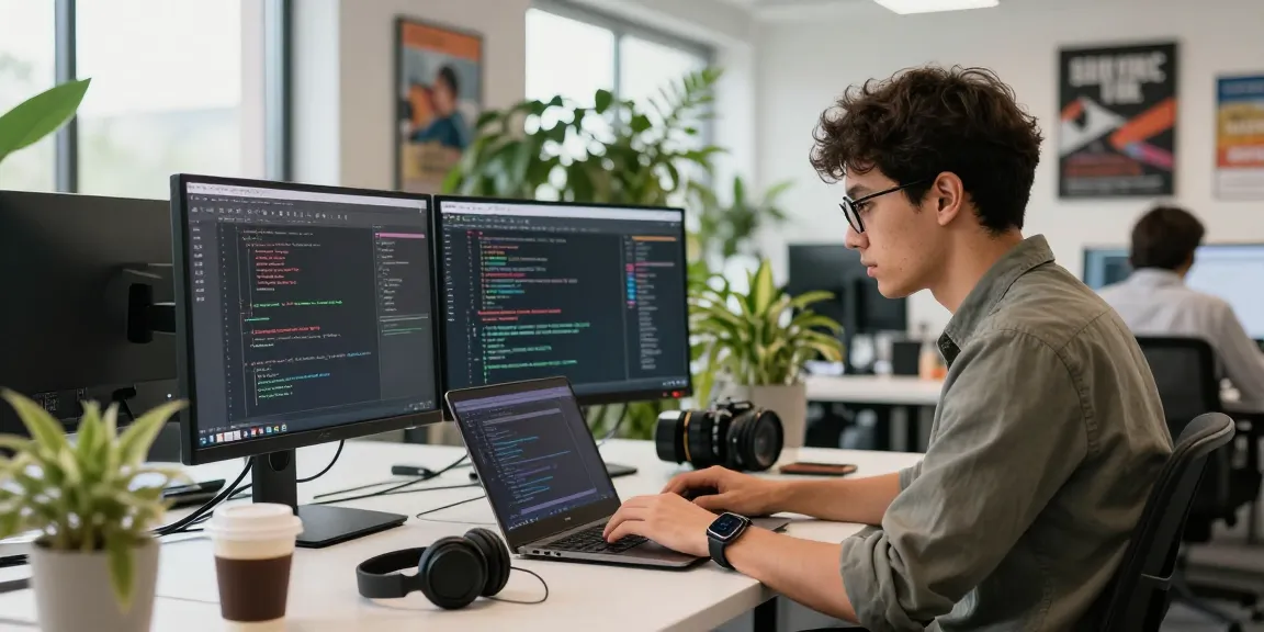 Dynamic workspace showcasing coding and collaboration with 纸飞机中文版 technology.