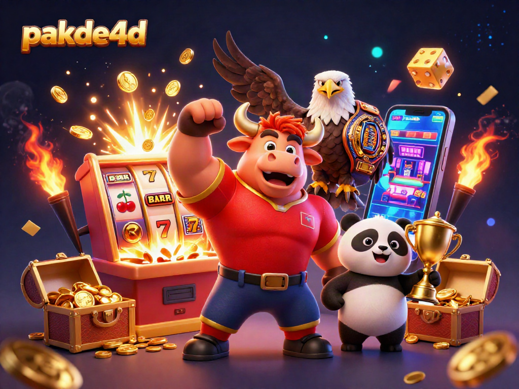 Experience the thrilling pakde4d casino action with our 3D illustration featuring slot machines and vibrant game elements.