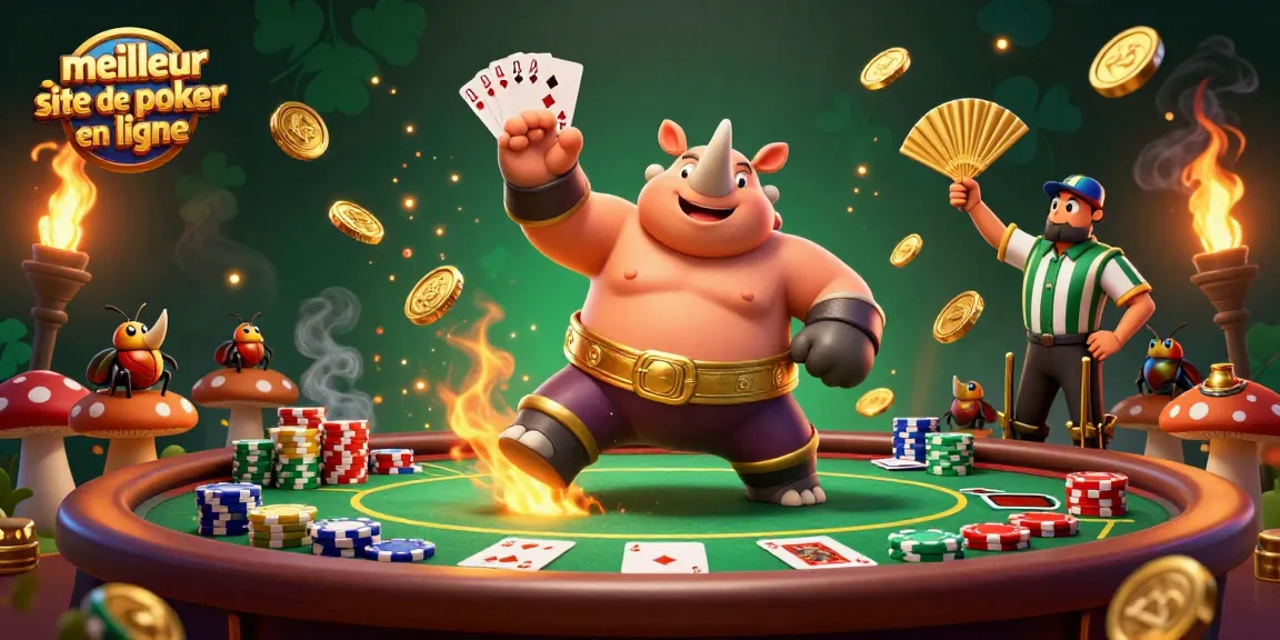 Découvrez le meilleur site de poker en ligne avec un champion sumo de scarabée et des éléments de poker captivants.