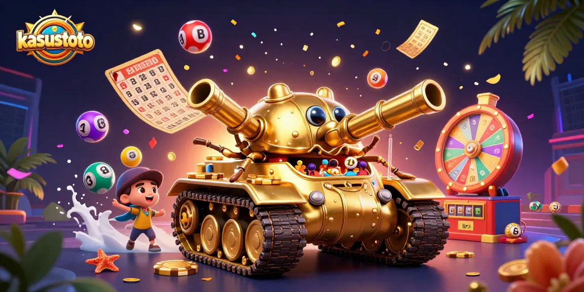 Gambarlah kasino mini dalam tank serangga emas di kasustoto yang memancarkan bola lotere berwarna.