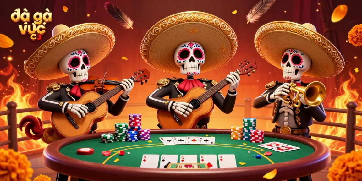 Experience the excitement of đã gà trực tiếp c3 in a vibrant 3D cartoon mariachi scene with colorful characters and dynamic gambling elements.