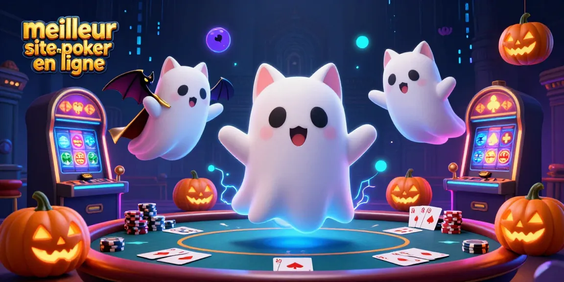 Participez à des jeux sur le meilleur site de poker en ligne avec un chat fantôme et une chauve-souris.